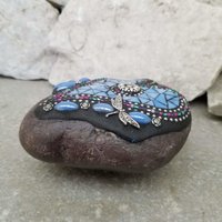 Blue Mosaic Heart Garden Stone, GardnerGift, Garden Decor