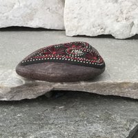 Crystal Red Valentine Heart, Mosaic Paperweight / Garden Stone