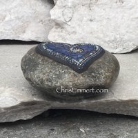 Cobalt Blue Mosaic Heart, (A) Mosaic Garden Stone, Gardner Gift, Garden Decor, Mosaic Rock