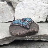 Iridescent Bright Blue Mosaic Heart, Mosaic Garden Stone, Gardner Gift, Garden Decor, Mosaic Rock