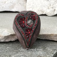 Crystal Red Valentine Heart, Mosaic Paperweight / Garden Stone
