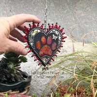 Red Paw Print Garden Spinner, Home Decor, Garden Decor, Gardening Gift,