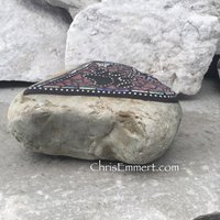 Light Purple Heart Mosaic with  Black Paw Print - Garden Stone, Pet Memorial