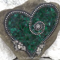 Mosaic Heart, Shamrock Green Heart, Mosaic Rock, Garden Stone, Home Decor, Gardener Gift, Garden Decor,