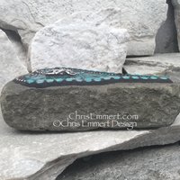 Turquoise Blue Heart, Garden Stone, Mosaic, Garden Decor