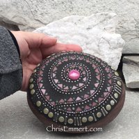 Olive Green and Lavender Mosaic Swirl,  Mosaic Garden Stone. Gardener Gift