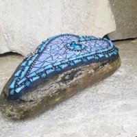 Iridescent Blue Mosaic Heart Garden Stone, Bee
