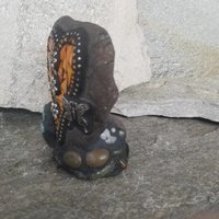 Orange Mosaic Heart Pet Memorial w/Butterfly