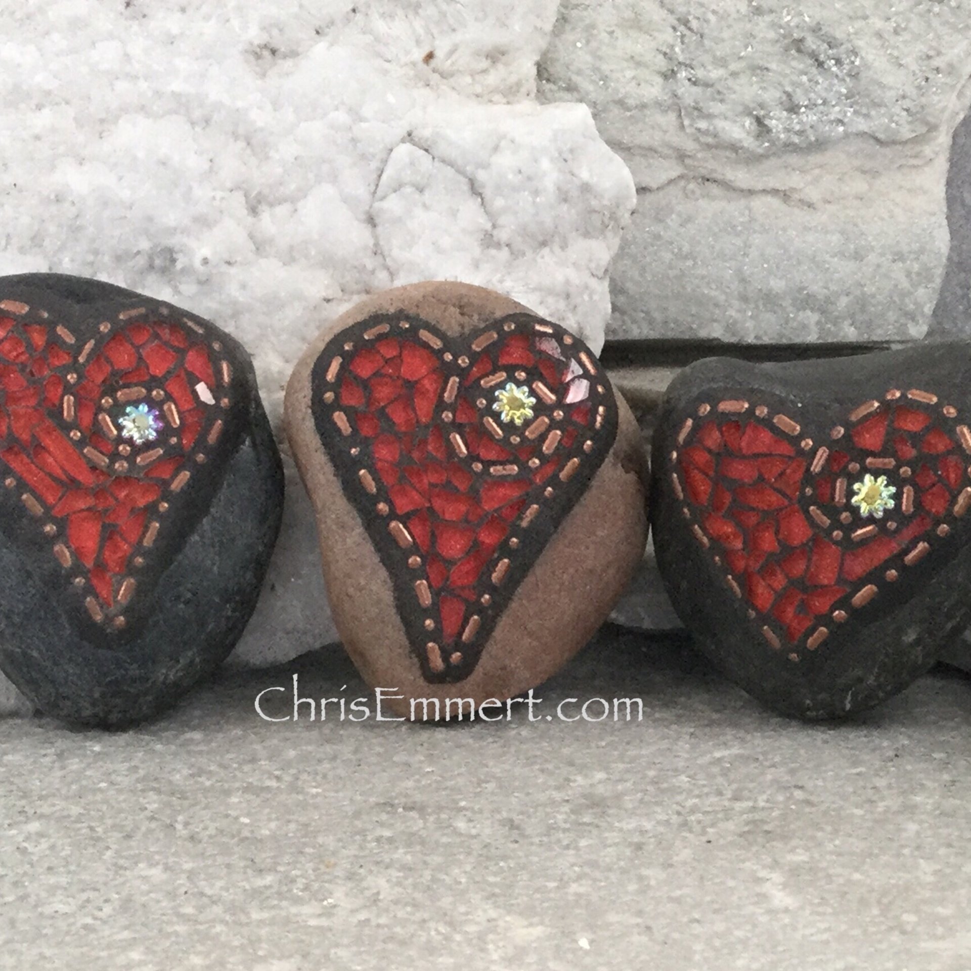 mosaic heart paperweights