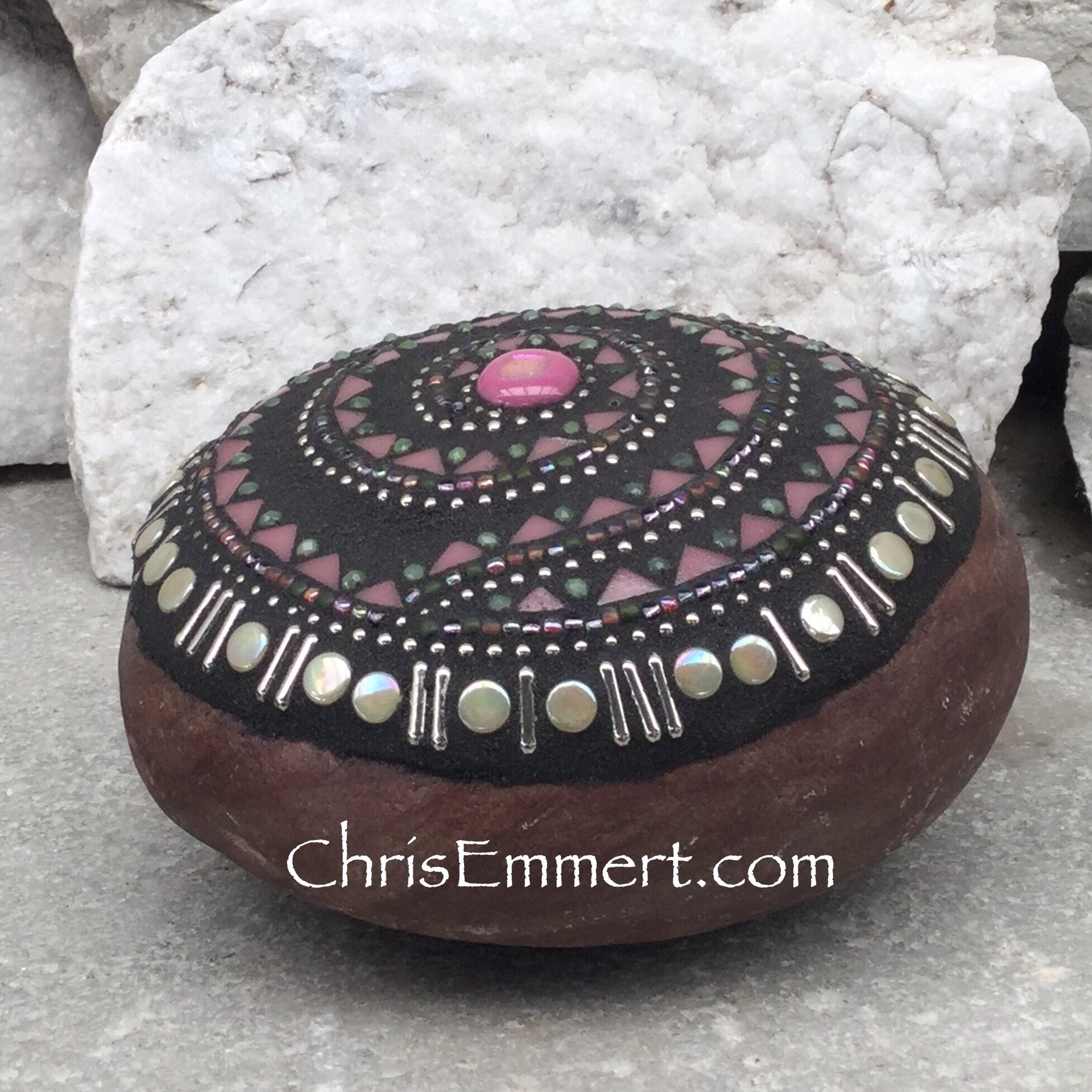 Olive Green and Lavender Mosaic Swirl,  Mosaic Garden Stone. Gardener Gift