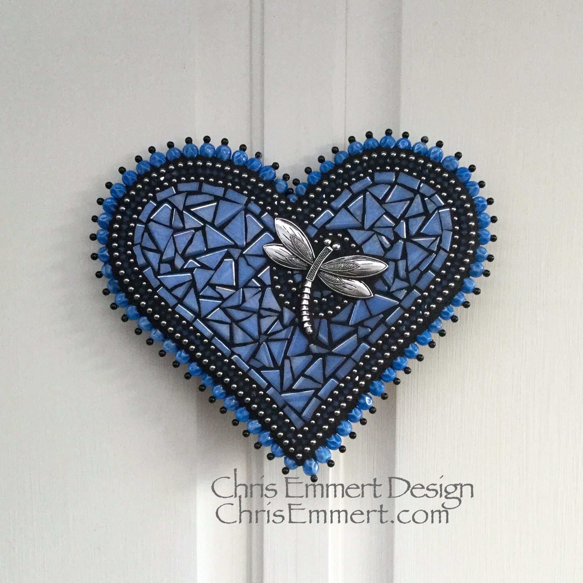 Wall Hanging Heart, Blue #2 ( Glow in the Dark) Heart-Mosaic / Porch Decor, Wall Decor