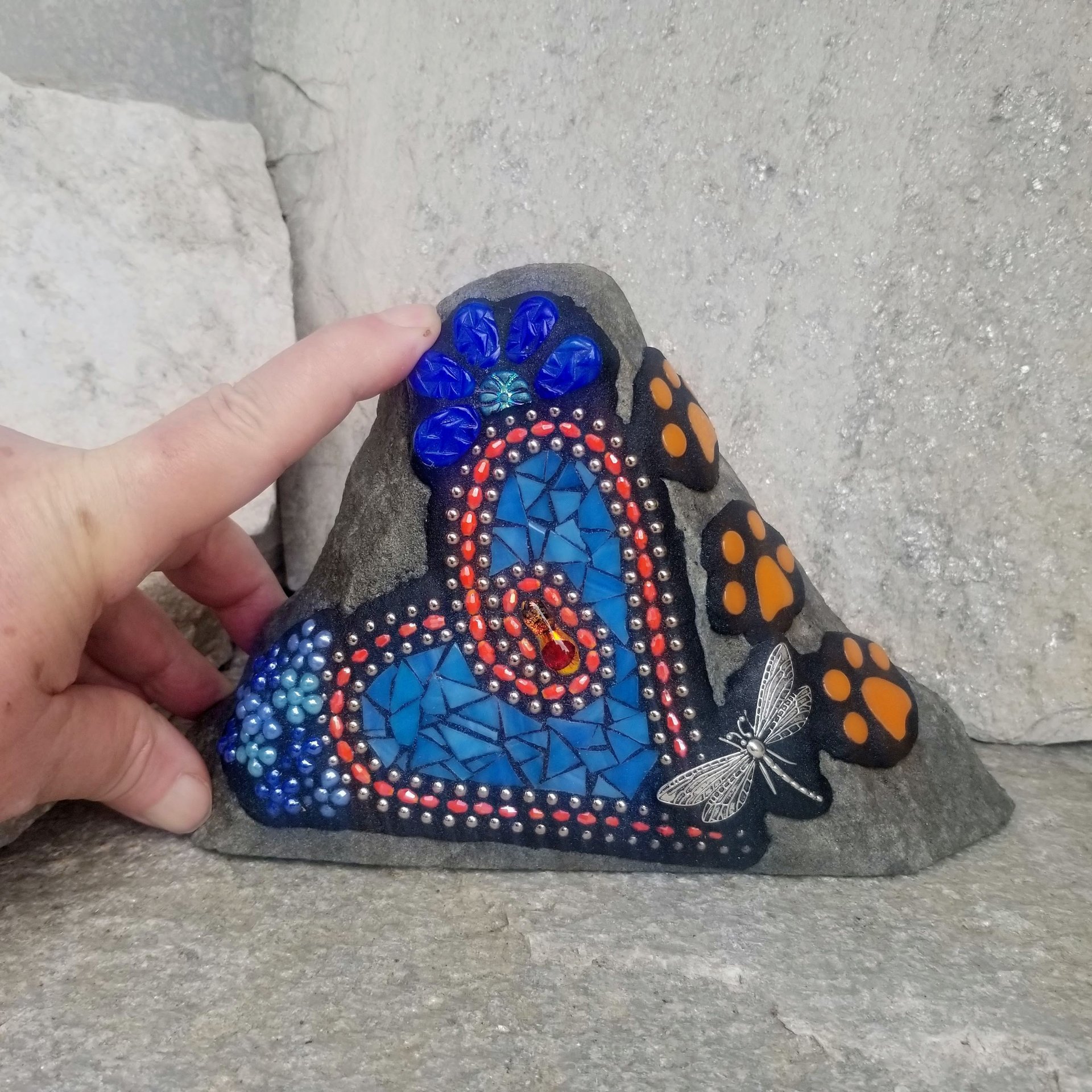 Blue Mosaic Heart Pet Memorial
