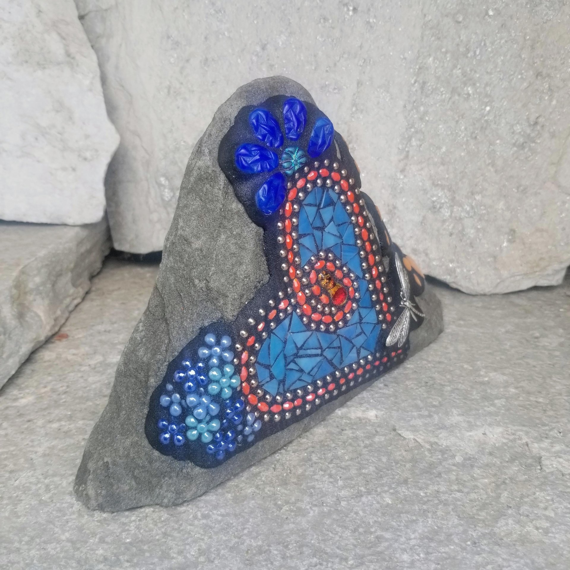 Blue Mosaic Heart Pet Memorial