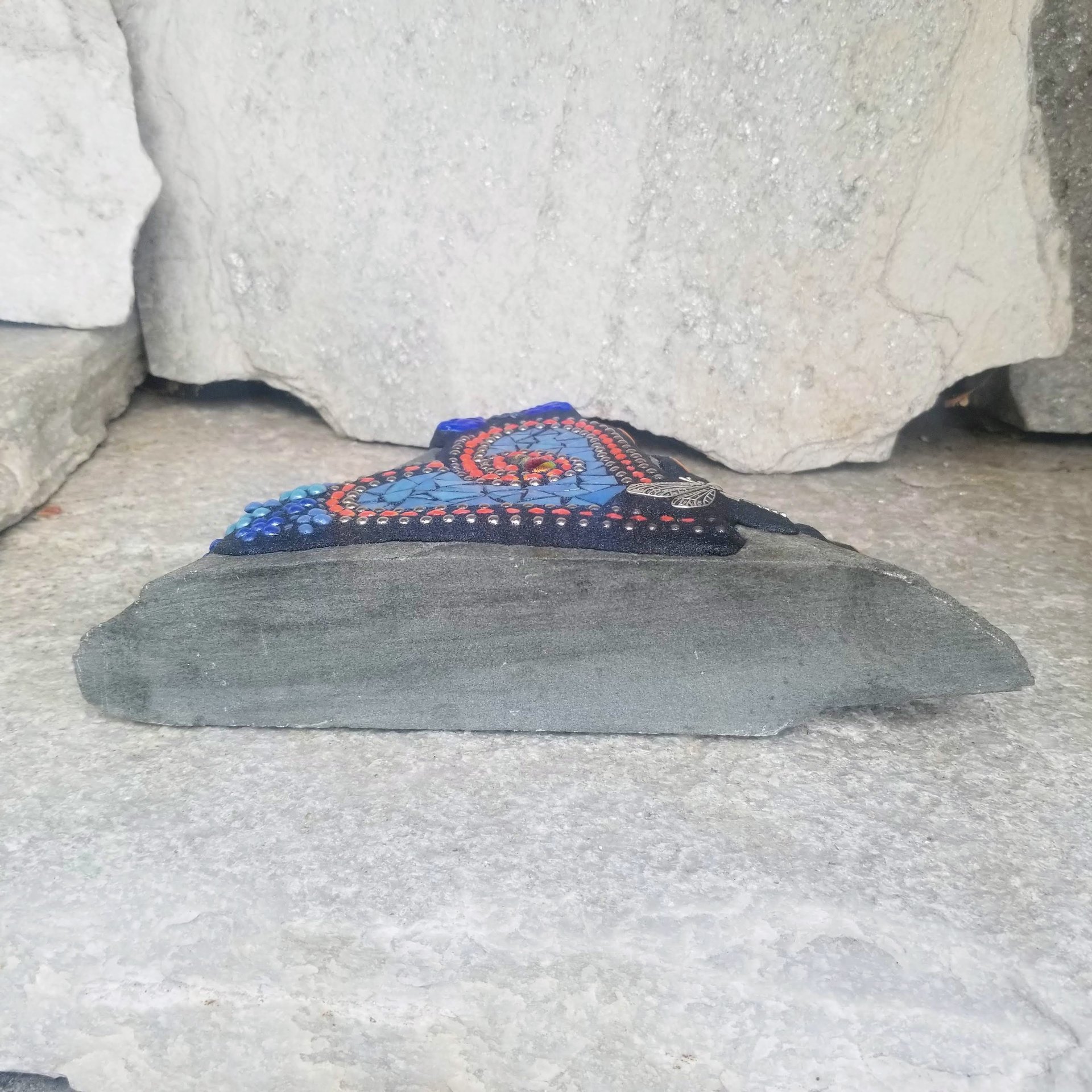 Blue Mosaic Heart Pet Memorial