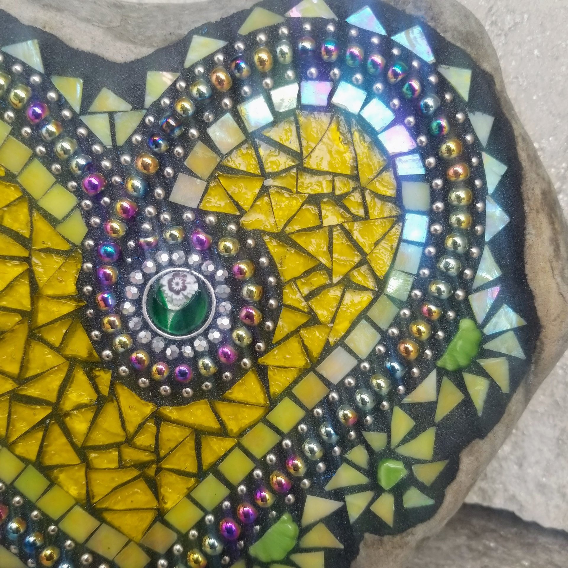 Bright Yellow Heart  Mosaic Garden Stone 