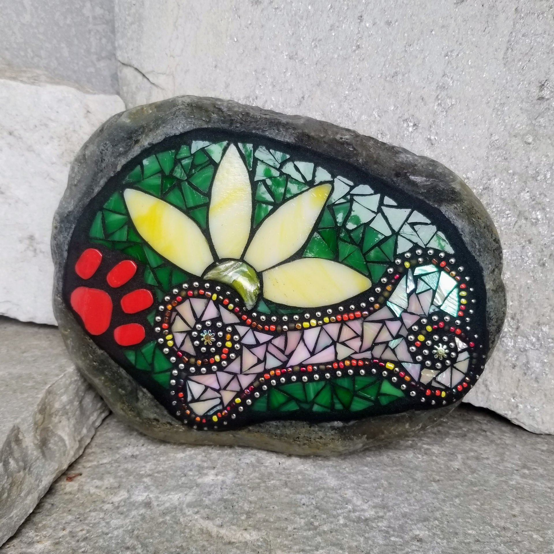 Bone and Paw Mosaic Pet Memorial