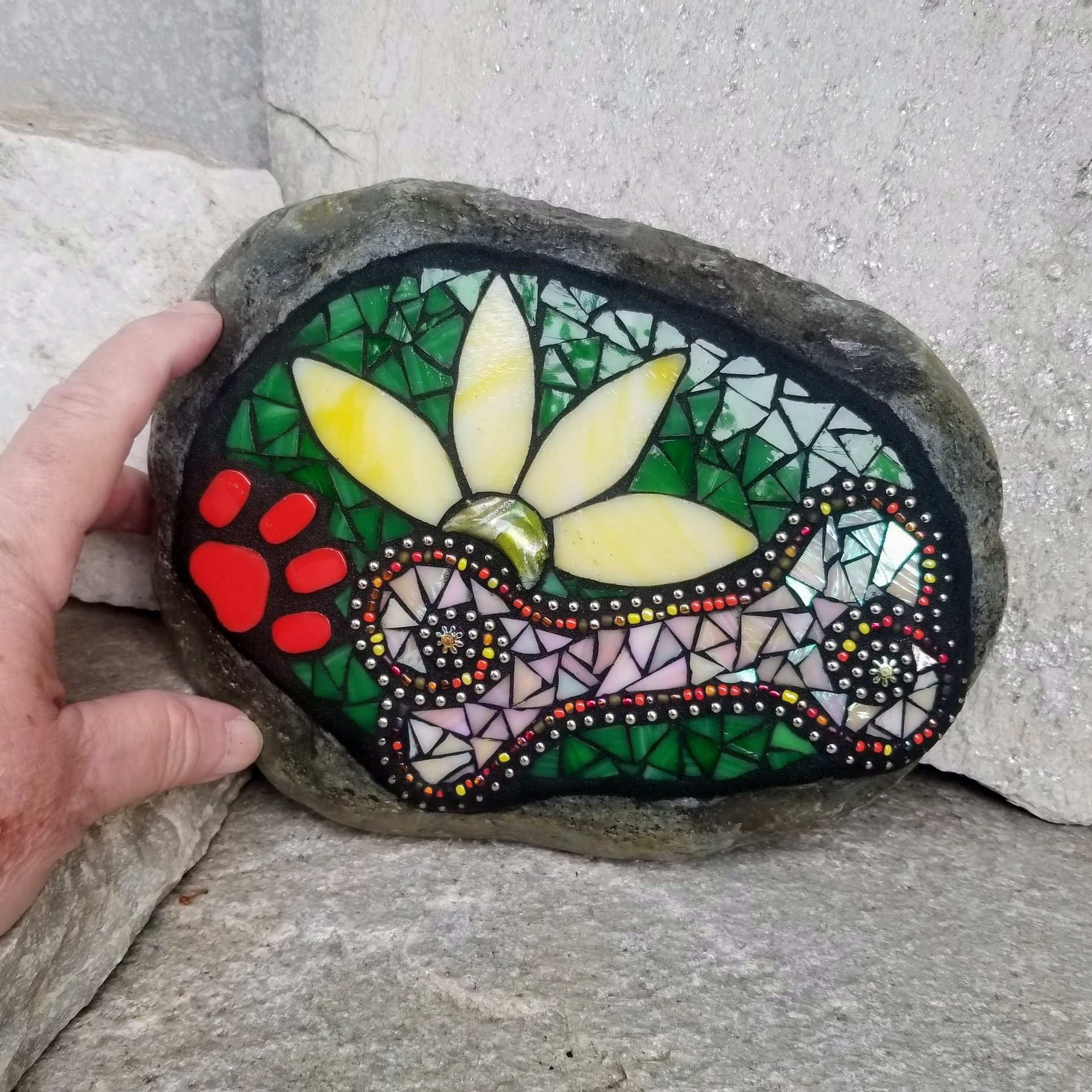 Bone and Paw Mosaic Pet Memorial