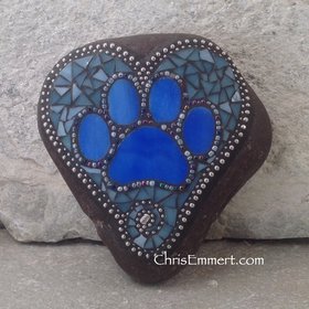 Get a Custom Heart with a Paw Print - Garden Stone