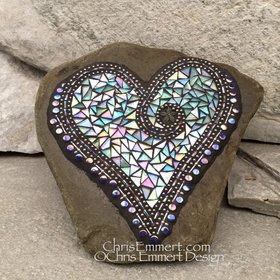 Starfish Iridescent Blue Mosaic Heart, Mosaic Garden Stone, Gardner Gift, Garden Decor, Mosaic Rock