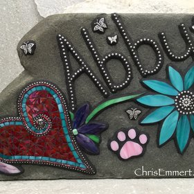 Reserved for Cindy G, Pet Memorial Garden Stones - Mosaic Custom Order