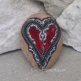 Angel Wing Mosaic Red Heart