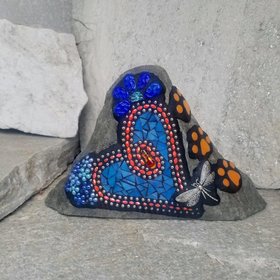 Blue Mosaic Heart Pet Memorial