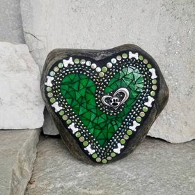 Green Heart Mosaic Pet Memorial